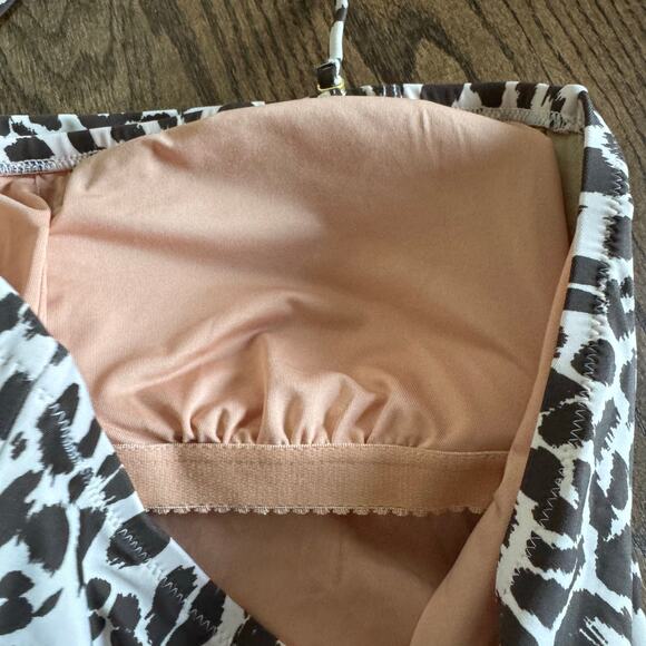J.Crew Womens Ruched One Piece Swim Suit Gemma Bandeau Leopard Halter Size 12 - Picture 6 of 10